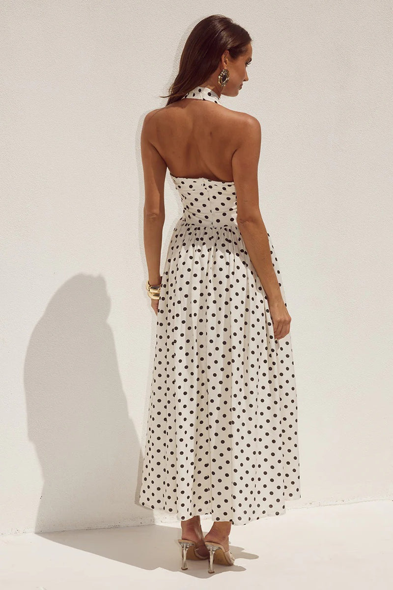 Sammi Midi Dress - Cream/Black Polka