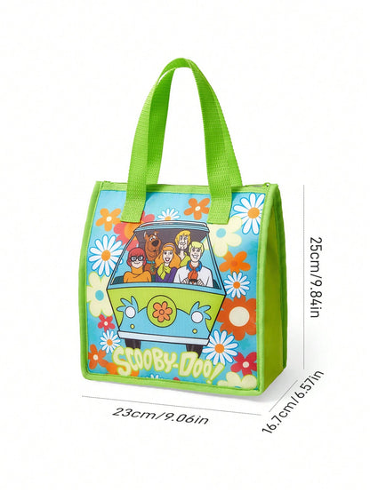 SCOOBY-DOO X 1 Patterned Printed Insulated Lunch Bag To Keep Food Warm Or Cold, Picnic Bag, Large Capacity, Can Hold Lunch Boxes And Drinks, Suitable For Picnics, Camping, Travel, Family Use, Su