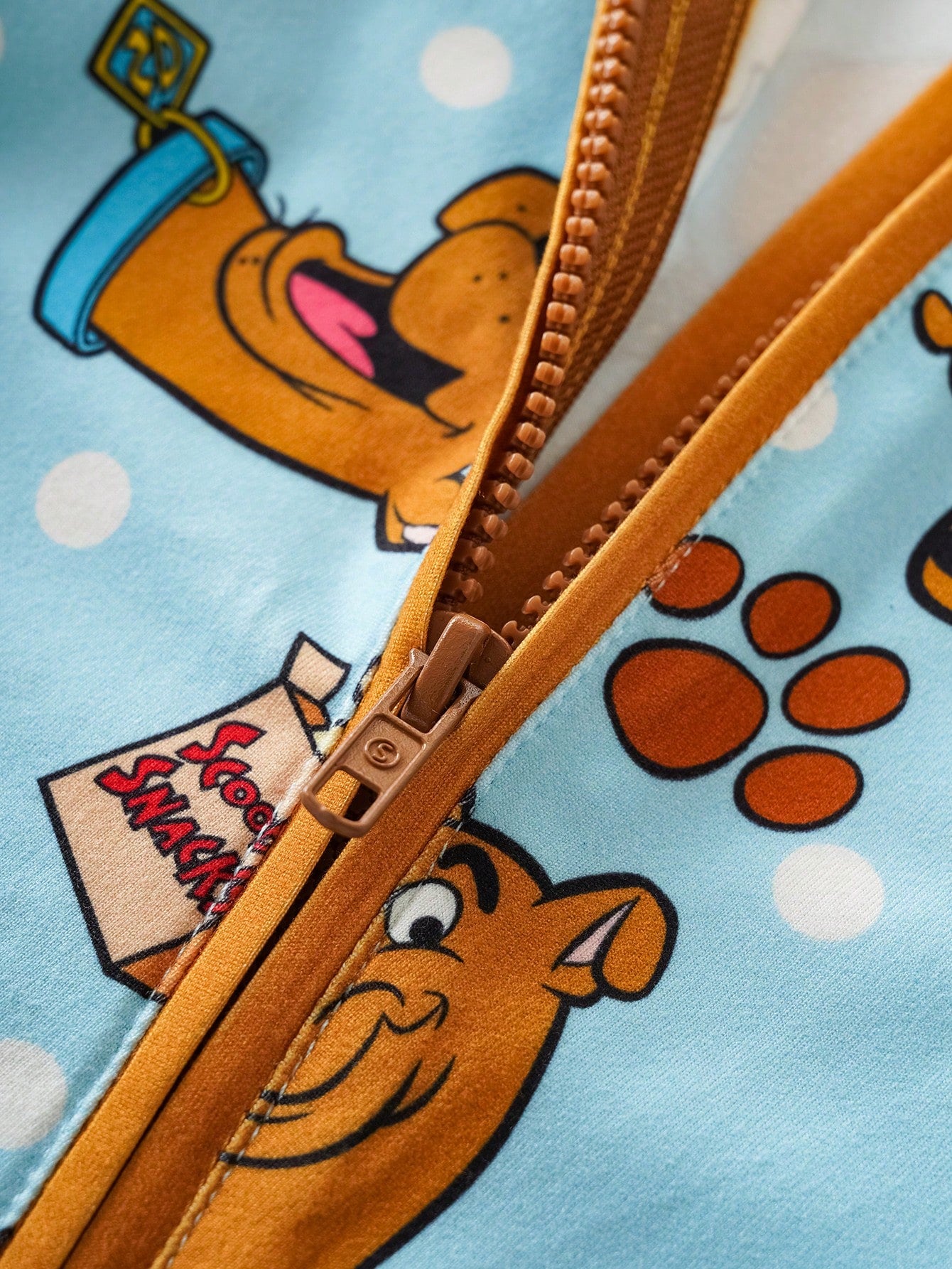 SCOOBY-DOO X Baby Boy Cute Cartoon Bone & Paw Print All-Over Print Crew Neck Long Sleeve Zip-Up Footed Pajama Baby Boy Clothes Baby Boy Pajama Set Baby Boy Pajamas Zipper