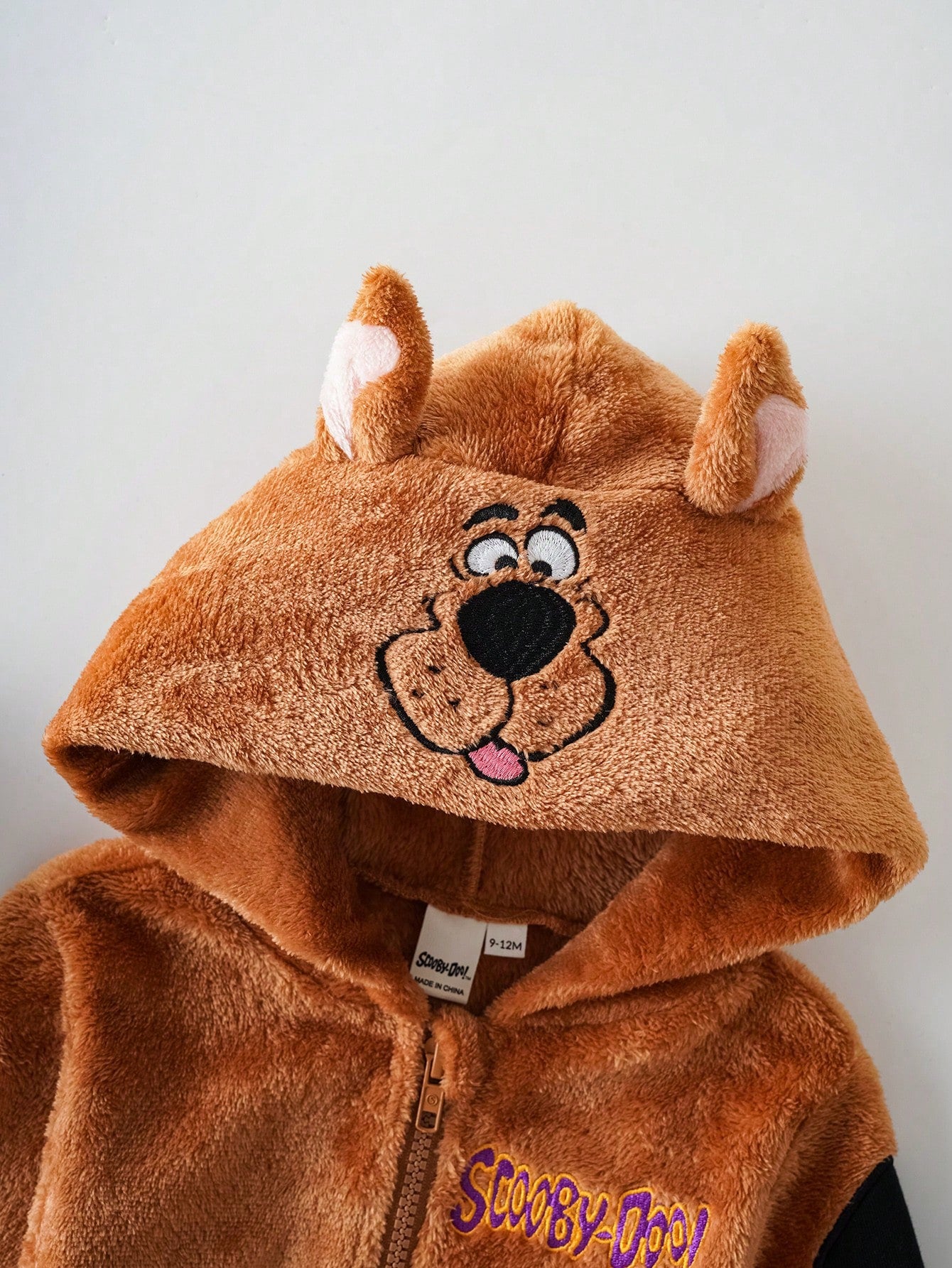 SCOOBY-DOO X Baby Boy Cute Cartoon Puppy Embroidered 3D Ear Hooded Long Sleeve Zipper Front Comfortable Flannel Jumpsuit Baby Boy Clothes Brown Baby Animal Clothes Mocha Baby Clothes Baby Cartoo