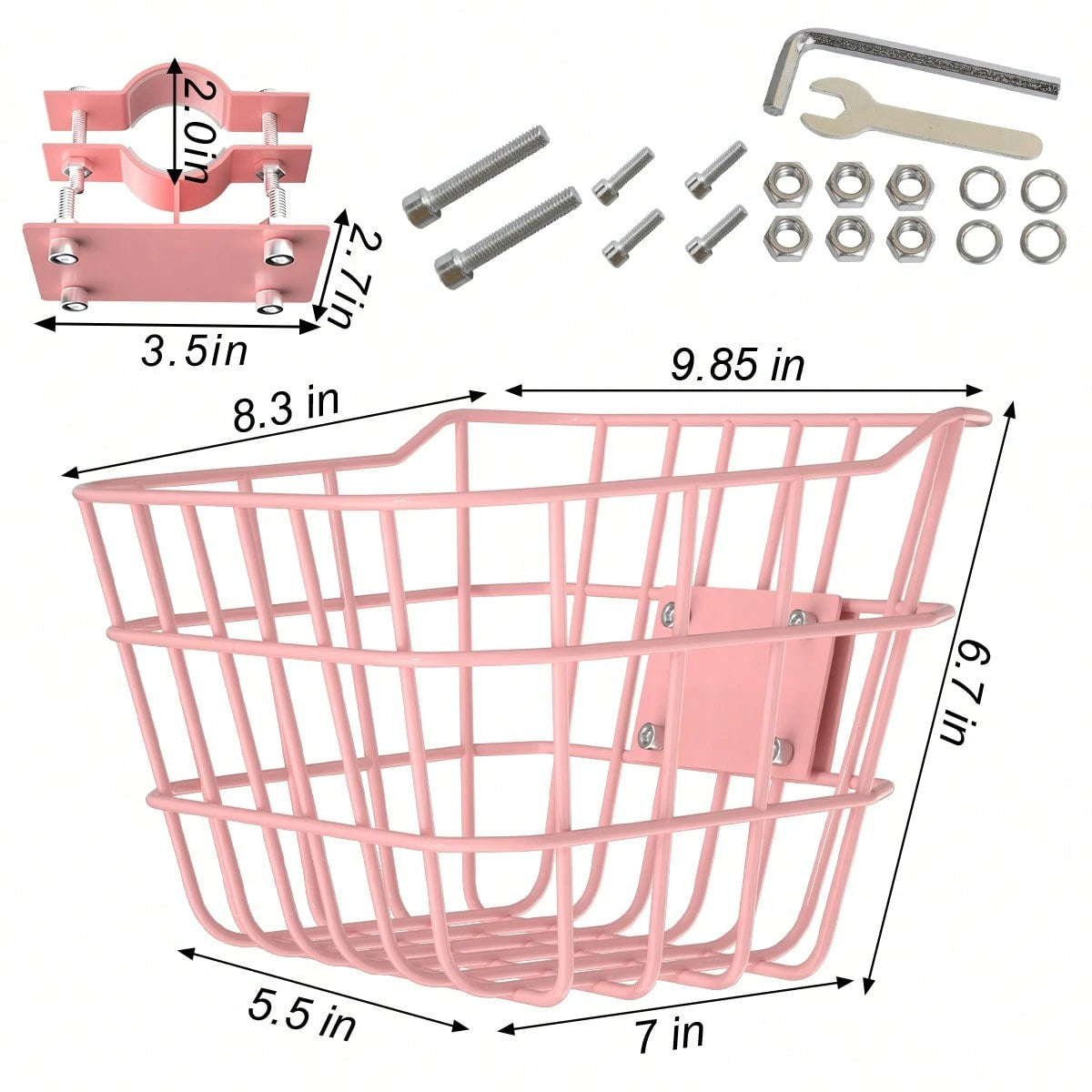 Secure Front Bike Basket For Scooters- Metal Bicycle Basket With Sturdy Wire Design, Non-Sagging Bracket, Rust-Resistant Zinc Alloy, Easy Installation Kit Included