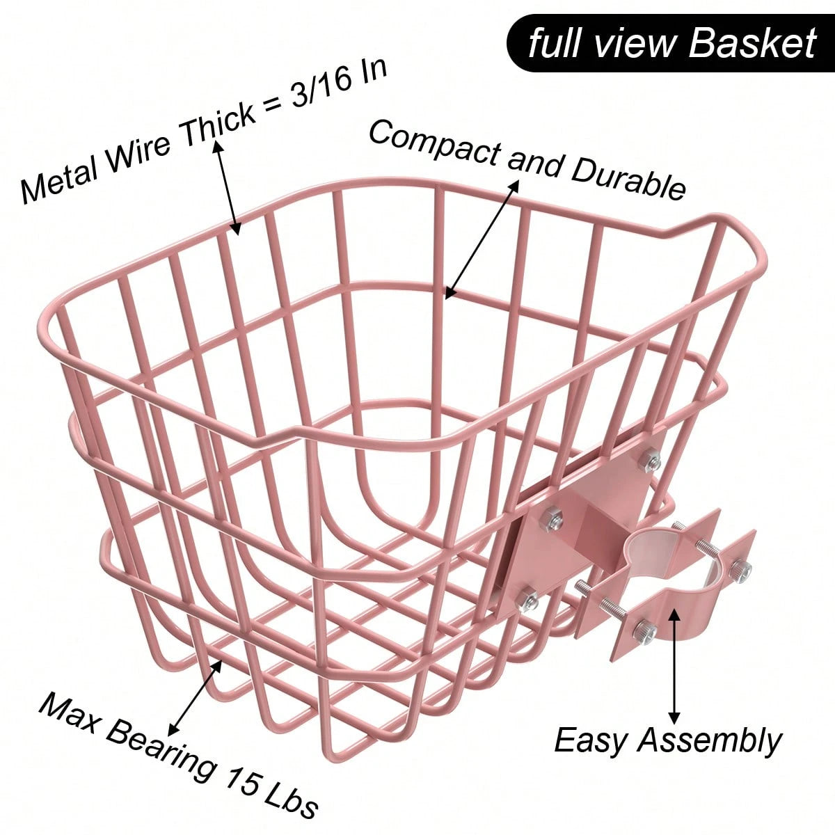 Secure Front Bike Basket For Scooters- Metal Bicycle Basket With Sturdy Wire Design, Non-Sagging Bracket, Rust-Resistant Zinc Alloy, Easy Installation Kit Included