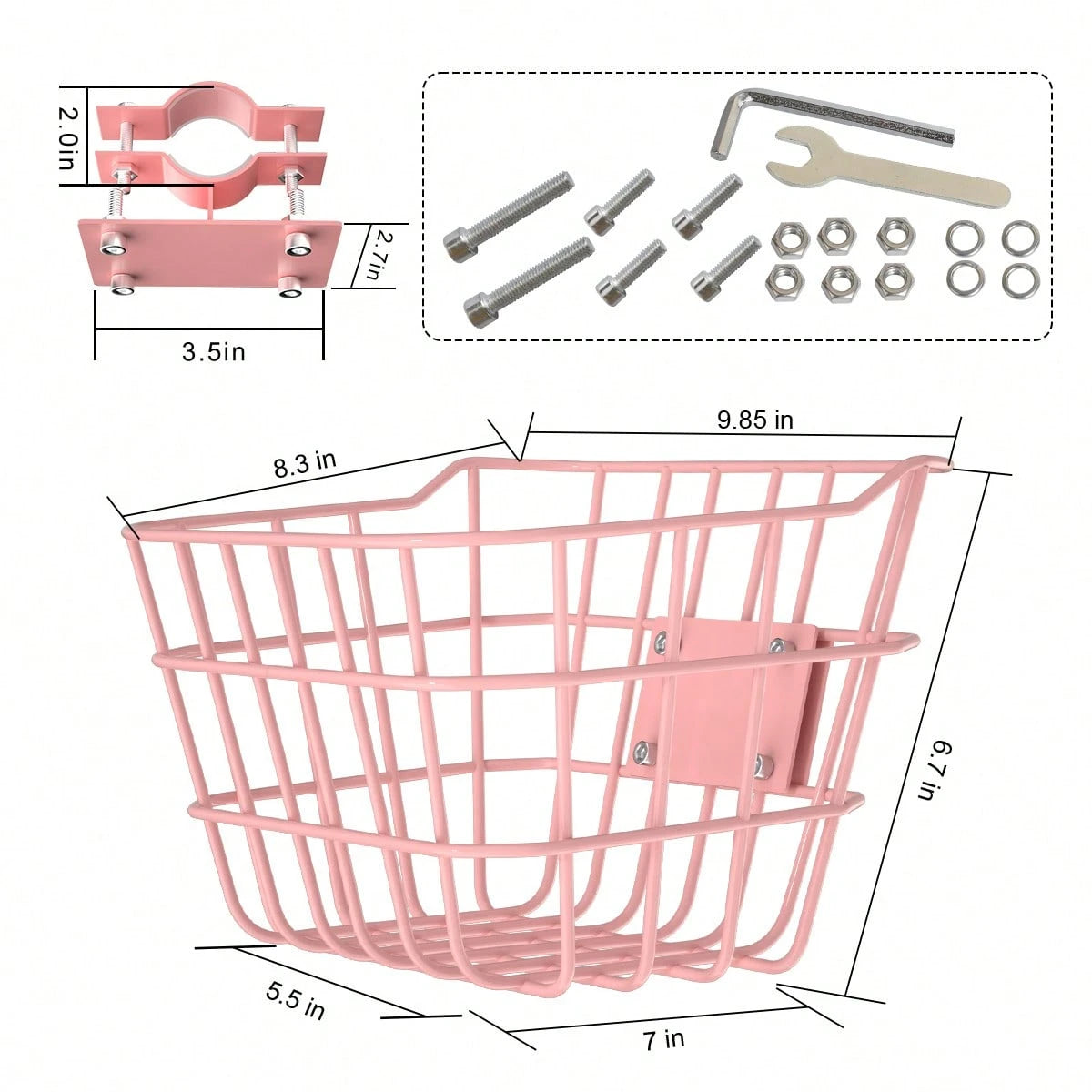 Secure Front Bike Basket For Scooters- Metal Bicycle Basket With Sturdy Wire Design, Non-Sagging Bracket, Rust-Resistant Zinc Alloy, Easy Installation Kit Included