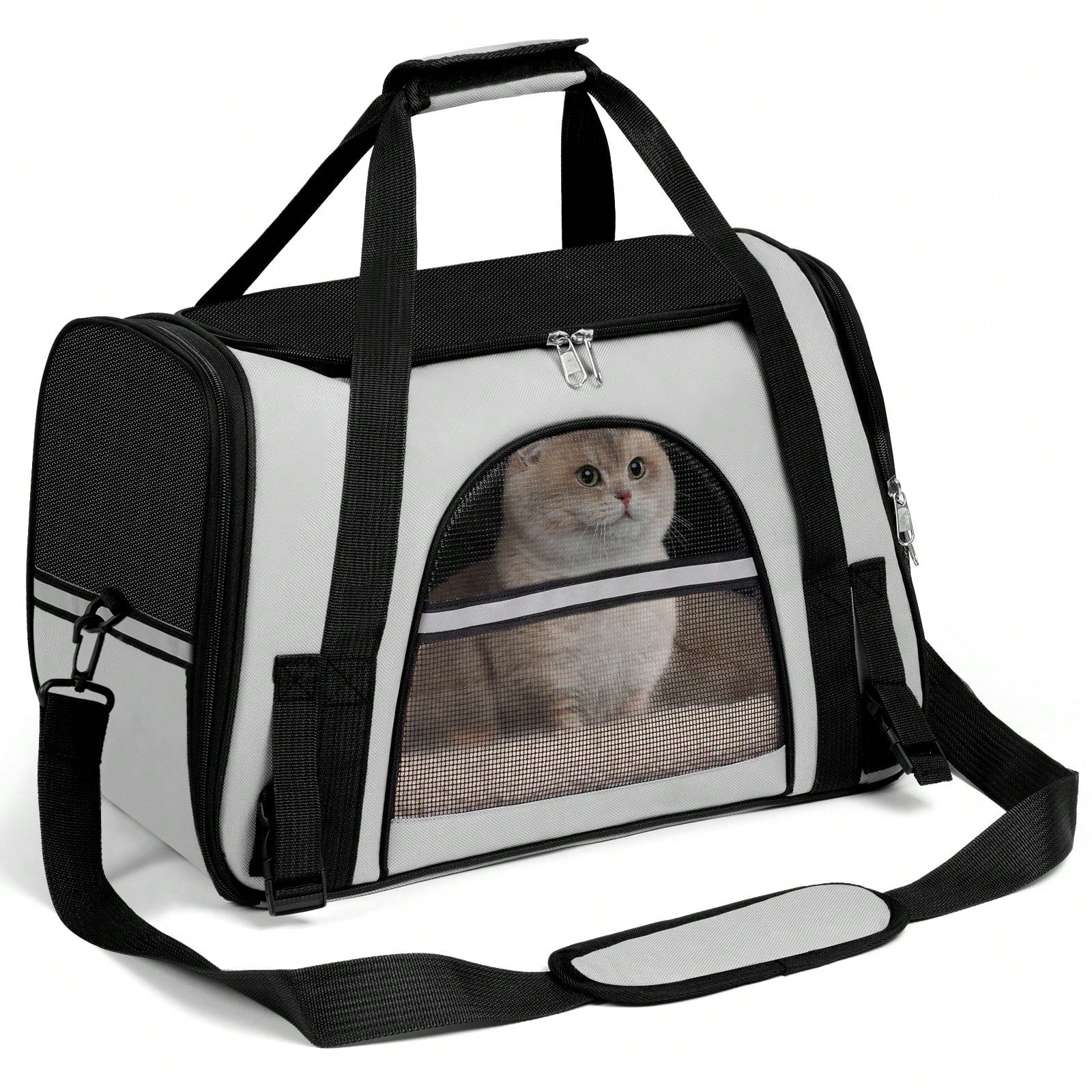 Secure Zipper Anti-Escape Pet Carrier Backpack| Spacious Ventilated Foldable Cat/Dog Travel Bag| Car & Airline Approved Collapsible Cage With Breathable Design