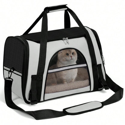 Secure Zipper Anti-Escape Pet Carrier Backpack| Spacious Ventilated Foldable Cat/Dog Travel Bag| Car & Airline Approved Collapsible Cage With Breathable Design