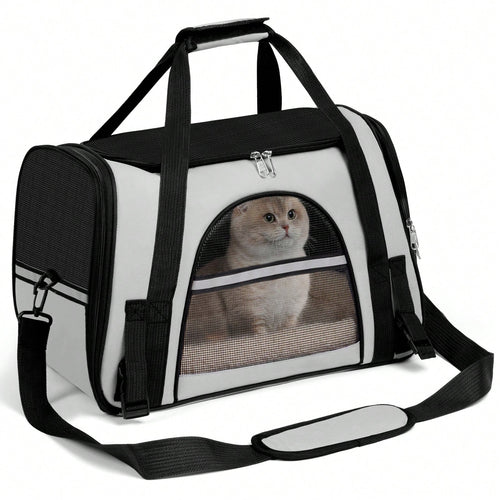 Secure Zipper Anti-Escape Pet Carrier Backpack| Spacious Ventilated Foldable Cat/Dog Travel Bag| Car & Airline Approved Collapsible Cage With Breathable Design