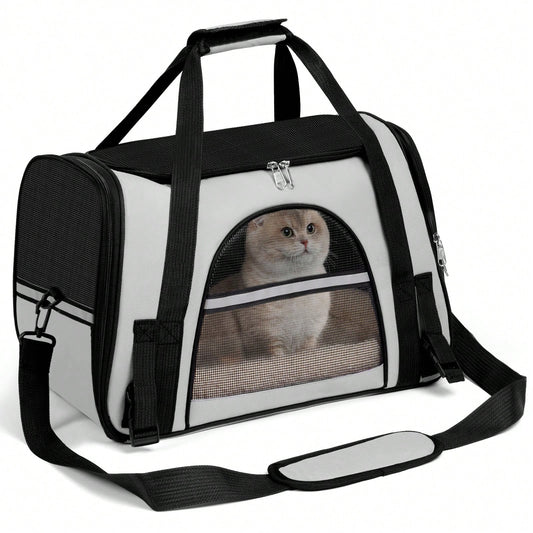 Secure Zipper Anti-Escape Pet Carrier Backpack| Spacious Ventilated Foldable Cat/Dog Travel Bag| Car & Airline Approved Collapsible Cage With Breathable Design