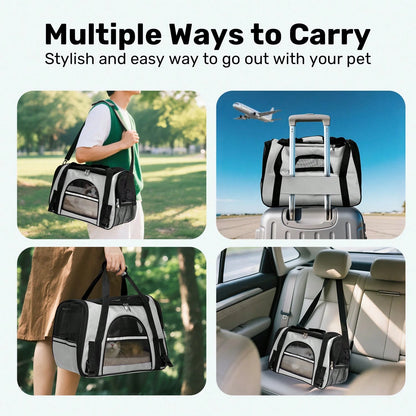 Secure Zipper Anti-Escape Pet Carrier Backpack| Spacious Ventilated Foldable Cat/Dog Travel Bag| Car & Airline Approved Collapsible Cage With Breathable Design