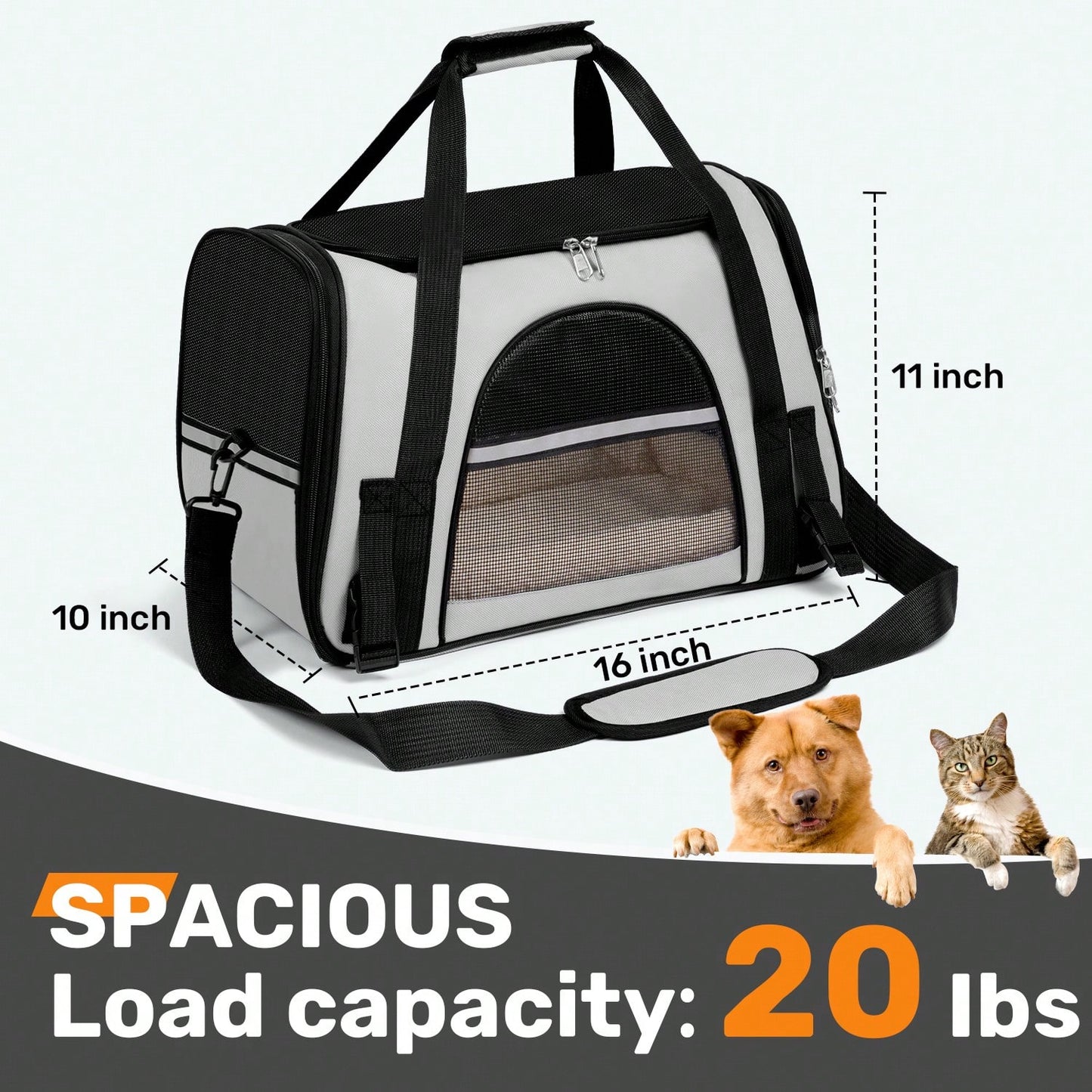 Secure Zipper Anti-Escape Pet Carrier Backpack| Spacious Ventilated Foldable Cat/Dog Travel Bag| Car & Airline Approved Collapsible Cage With Breathable Design