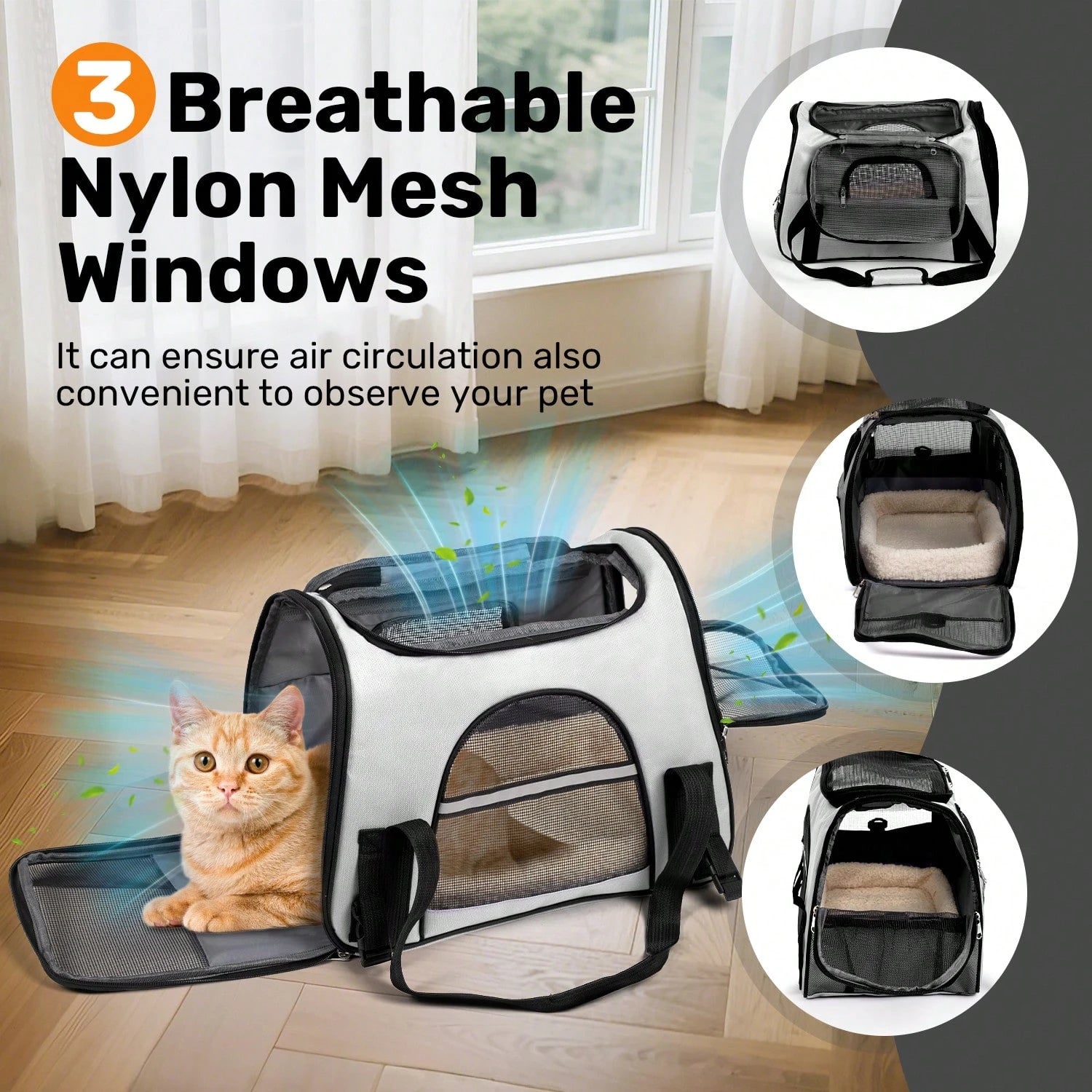 Secure Zipper Anti-Escape Pet Carrier Backpack| Spacious Ventilated Foldable Cat/Dog Travel Bag| Car & Airline Approved Collapsible Cage With Breathable Design