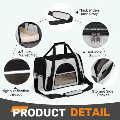 Secure Zipper Anti-Escape Pet Carrier Backpack| Spacious Ventilated Foldable Cat/Dog Travel Bag| Car & Airline Approved Collapsible Cage With Breathable Design
