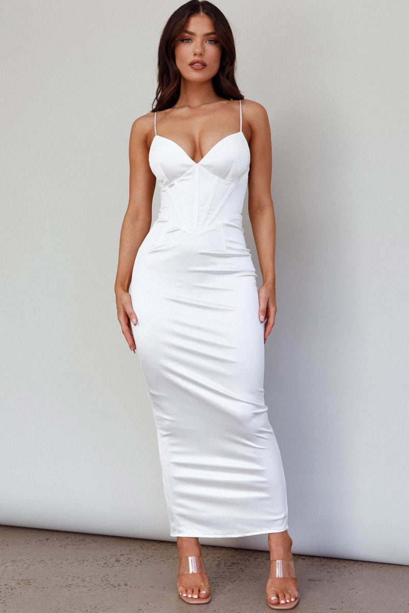 Sera Lace Up Back Dress - White - SHOPJAUS - JAUS
