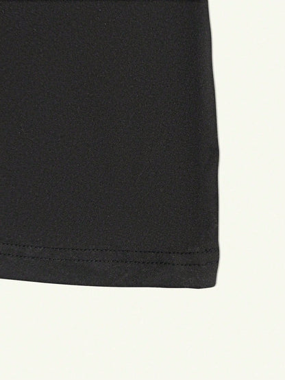 Sexy & Fashionable Deep V-Neck Sleeveless Backless Mini Dress, New Spring/Summer Collection, Suitable For Daily Wear & Commuting Black Elegant