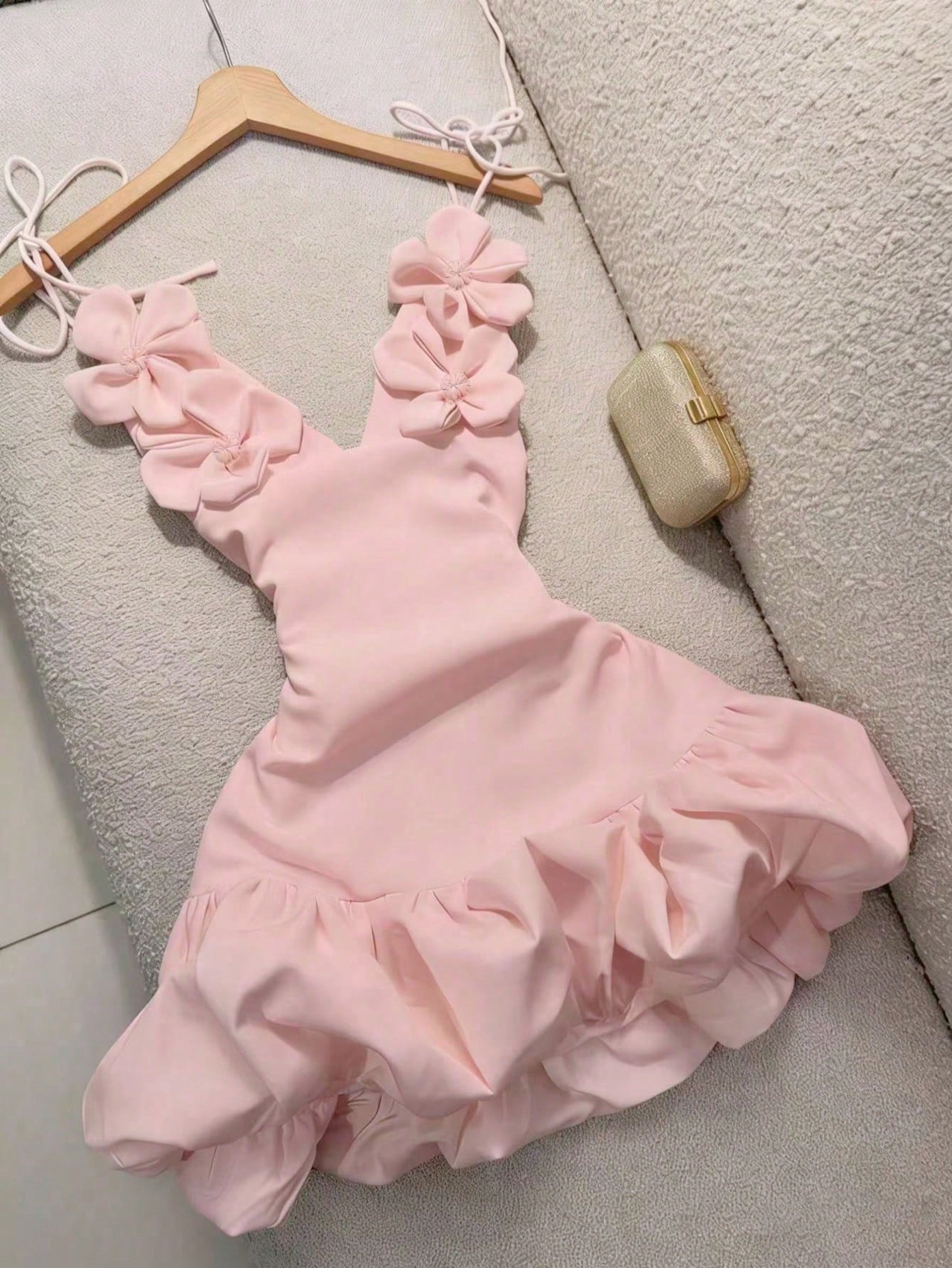 Sexy Floral Slip Dress, Handmade Flower Decor, Suitable For Valentine's Day Party, Wedding, Bridesmaid, Vacation Summer Elegant