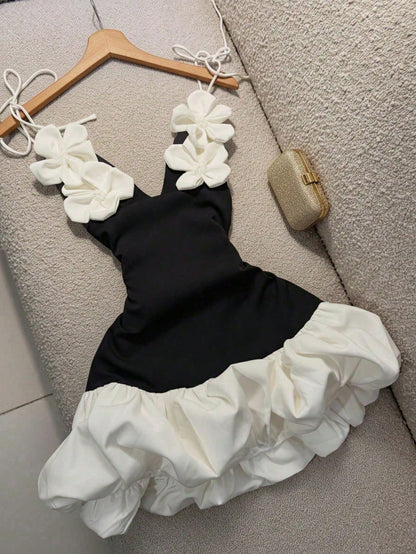 Sexy Floral Slip Dress, Handmade Flower Decor, Suitable For Valentine's Day Party, Wedding, Bridesmaid, Vacation Summer Elegant