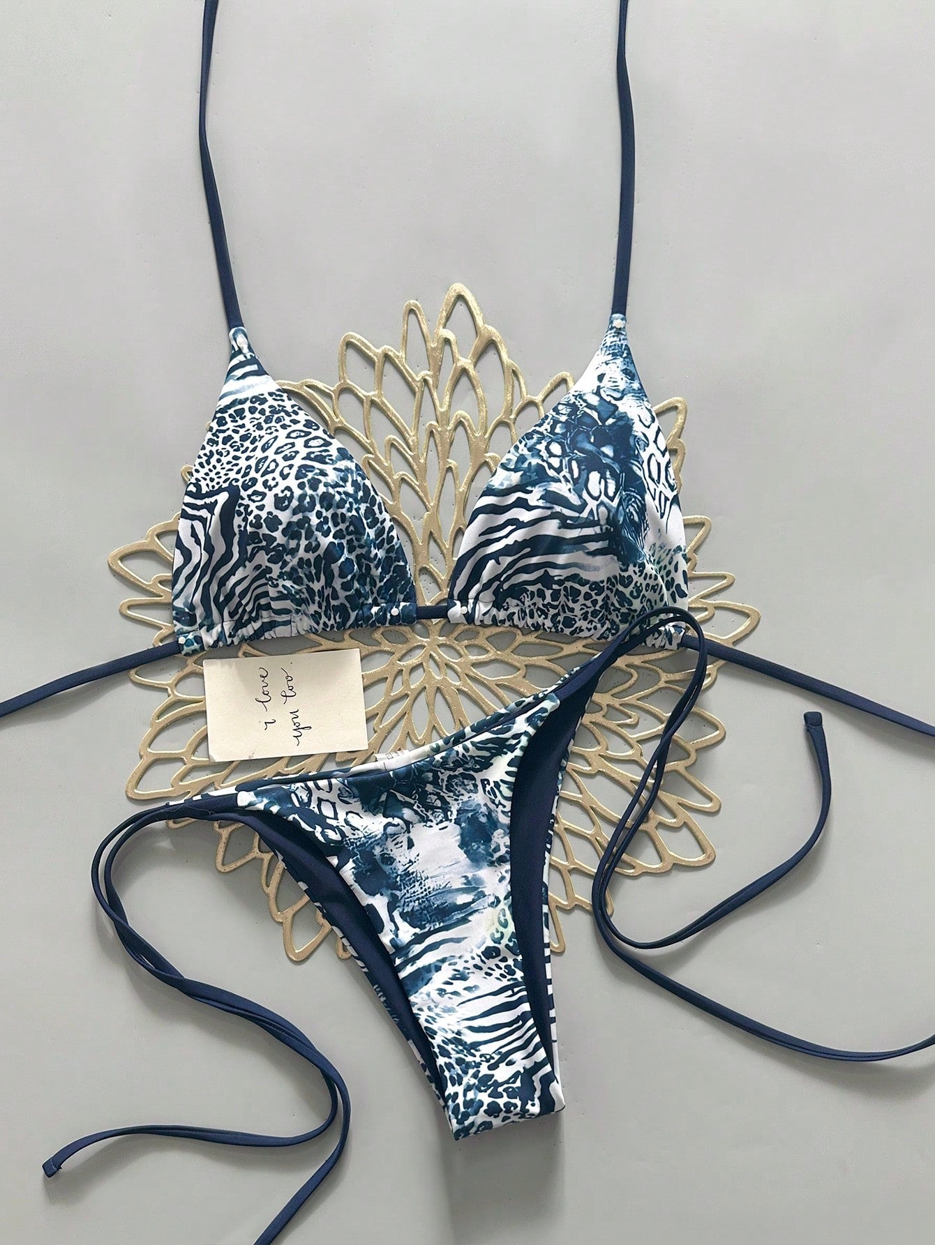 Sexy Vintage Leopard Print Pattern Bikini Two Pieces Swimwear For Women Vacation Beach Summer, Vacationcore