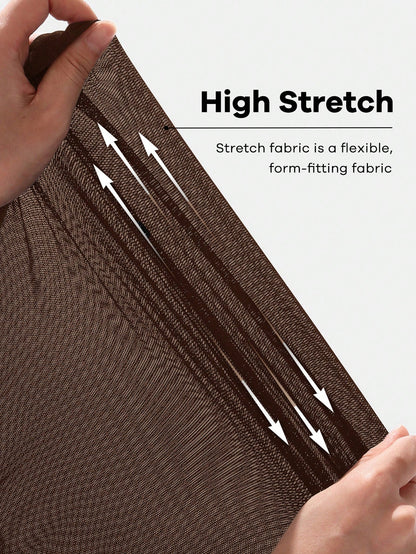 Shapeblank Plus Size Women's Brown Summer Smart Casual Everyday Versatile T-Shirt, Stretchy Comfortable Asymmetric Hem Ruched Waist Short Sleeve Curve Tops