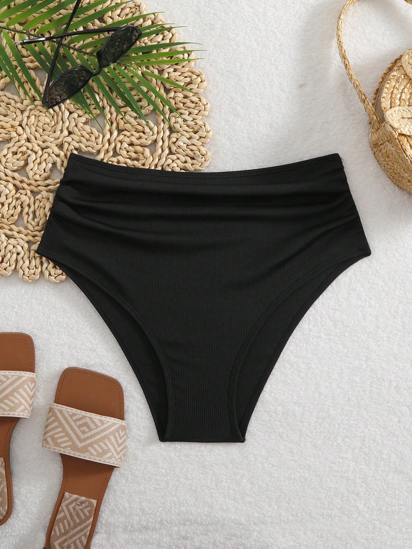 Shapewave Women's Summer Casual Beach High Waisted Brief, Tummy Control Bikini Bottom