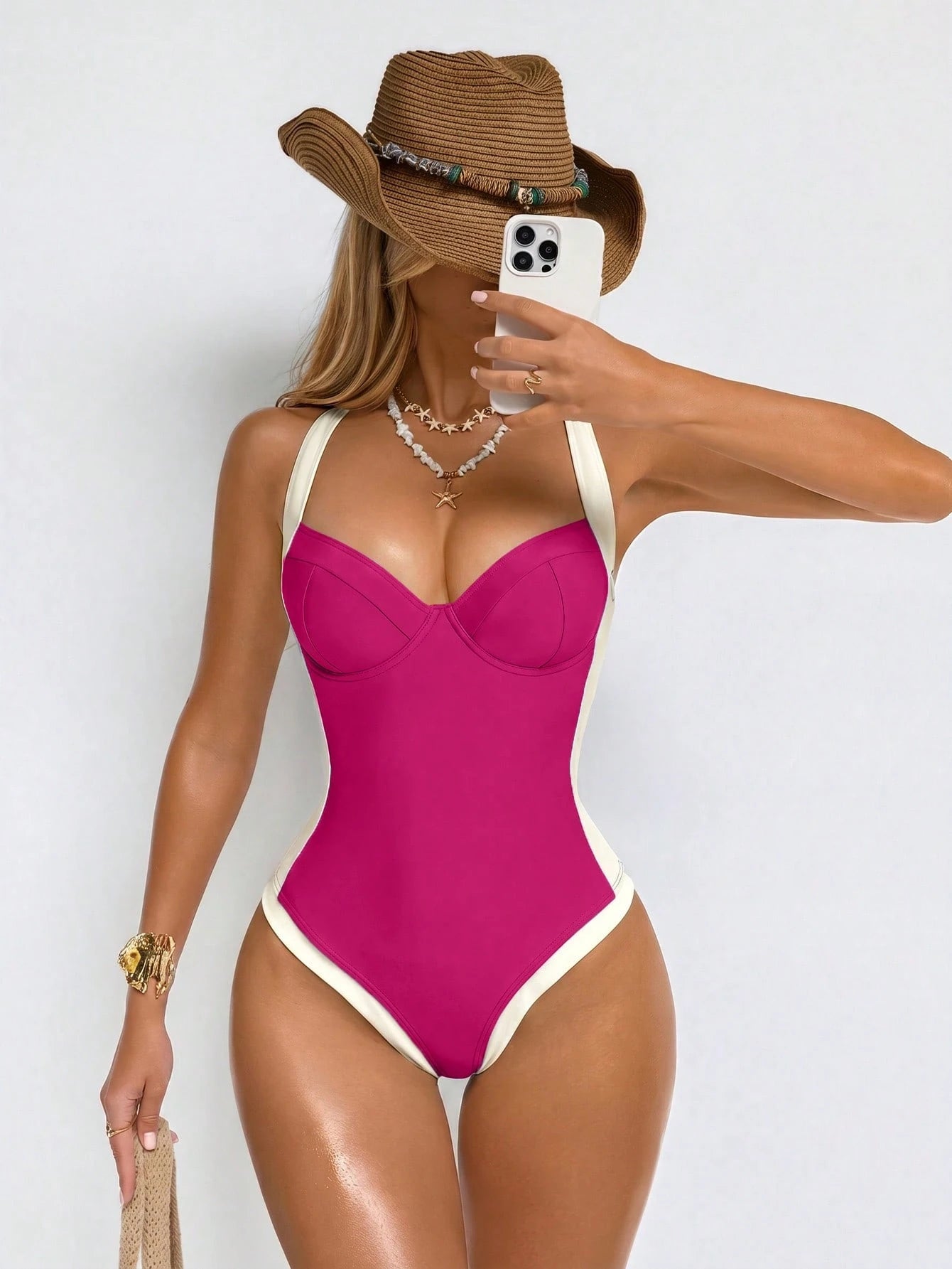 Shapewave Women's Tummy Control One-Piece Swimsuit With Side Splice, Push-Up, Bright Colors Floral Holiday Beach Vacation Holiday Summer Casual