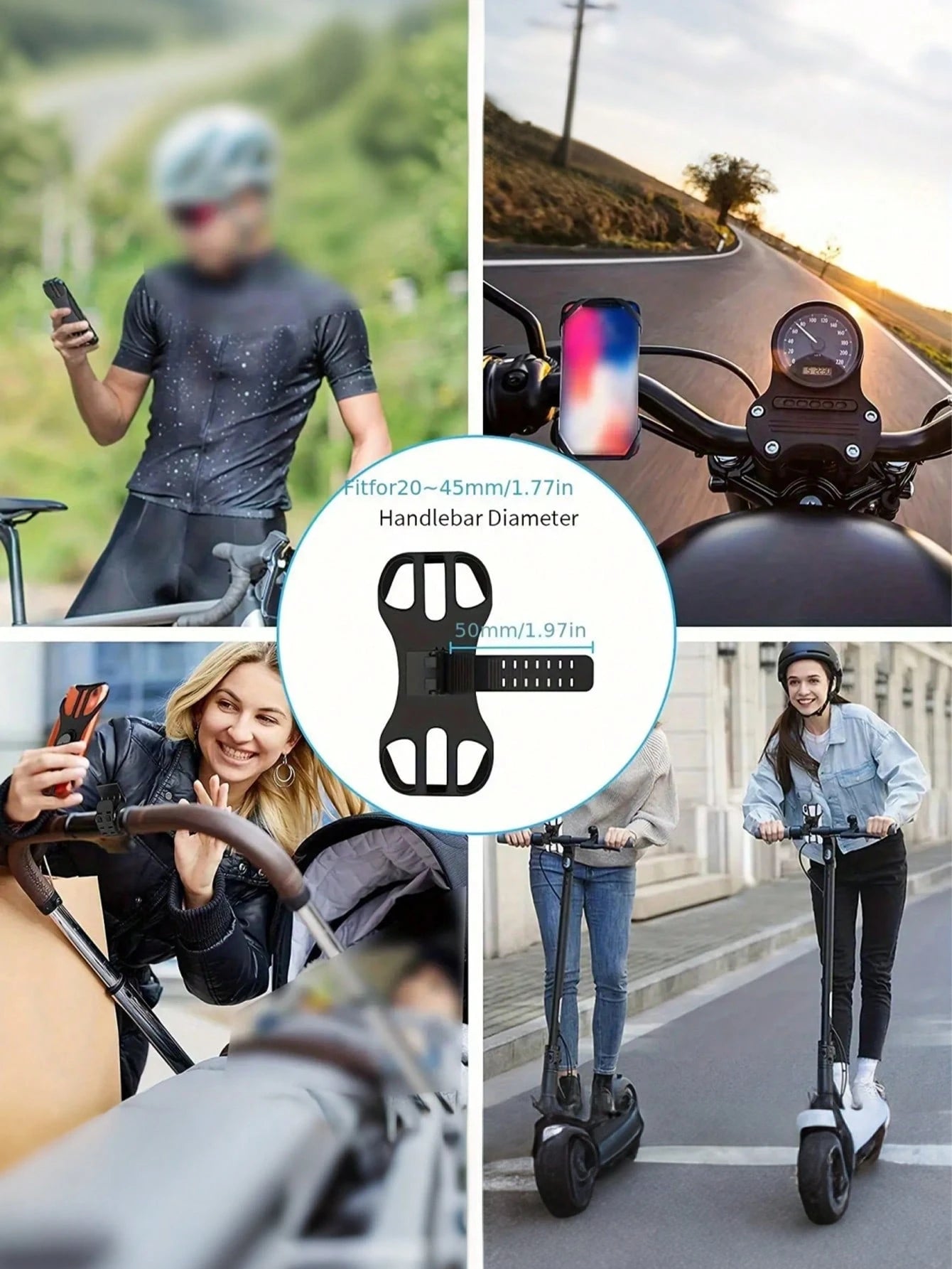 Shock-Absorbing Bicycle Phone Holder With Soft Grip Anti-Slip, Suitable For Motorcycle Outdoor Riding, Ergonomic Design, Can Secure Smartphone, Suitable For Daily Commute, Road Bike/Mountain Bike, Sco