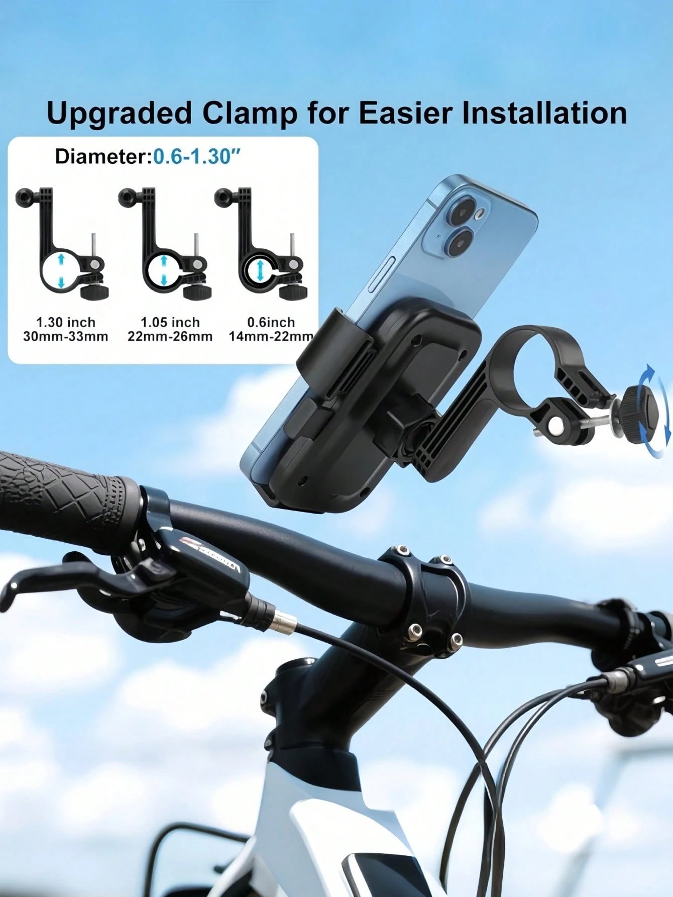 Shock-Absorbing Bicycle Phone Holder With Soft Grip Anti-Slip, Suitable For Motorcycle Outdoor Riding, Ergonomic Design, Can Secure Smartphone, Suitable For Daily Commute, Road Bike/Mountain Bike, Sco