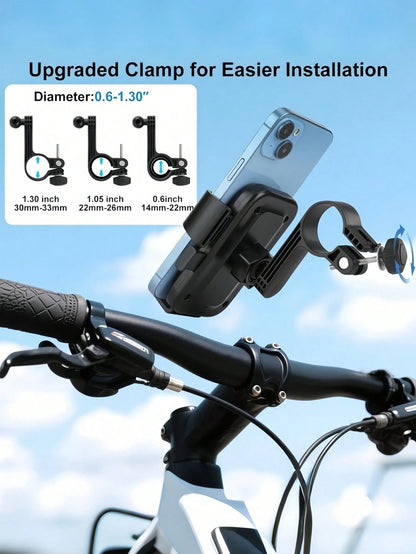 Shock-Absorbing Bicycle Phone Holder With Soft Grip Anti-Slip, Suitable For Motorcycle Outdoor Riding, Ergonomic Design, Can Secure Smartphone, Suitable For Daily Commute, Road Bike/Mountain Bike, Sco