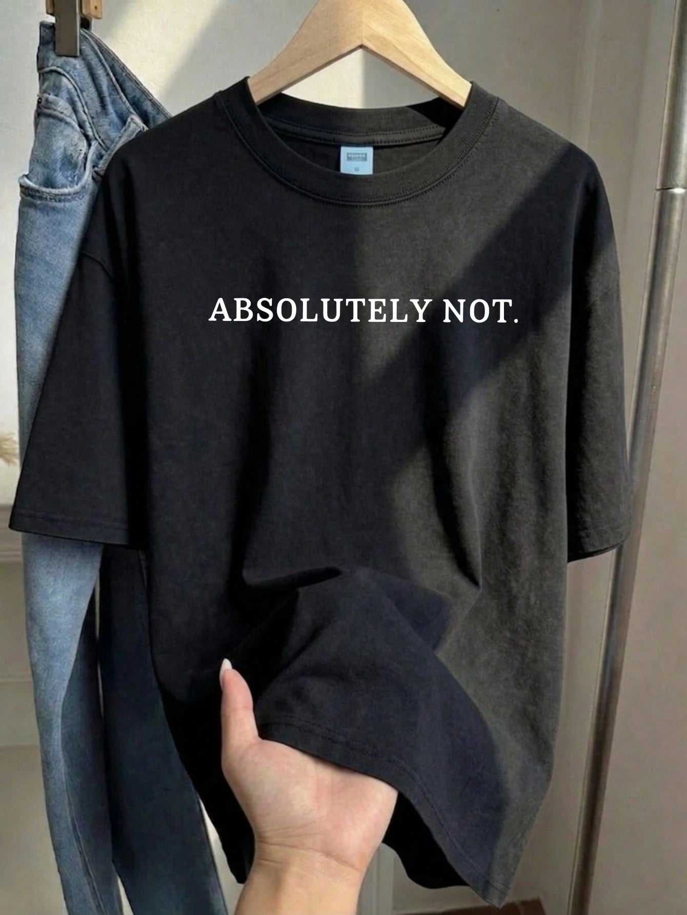 Short Sleeve T-Shirt Absolutely Not Text Print 100% Cotton, Comfortable, Retro, And Fashionable Commuting Versatile Y2K Women's Clothing Suitable