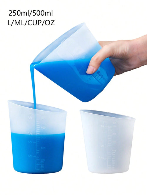 Silicone Measuring Cups, Silicone Reusable Mixing Pouring Measure Cups, 250ml/500ml, Melt Stir Squeeze & Pour Measuring Cups Easy Clean For Molds, Jewelry, Candle Making