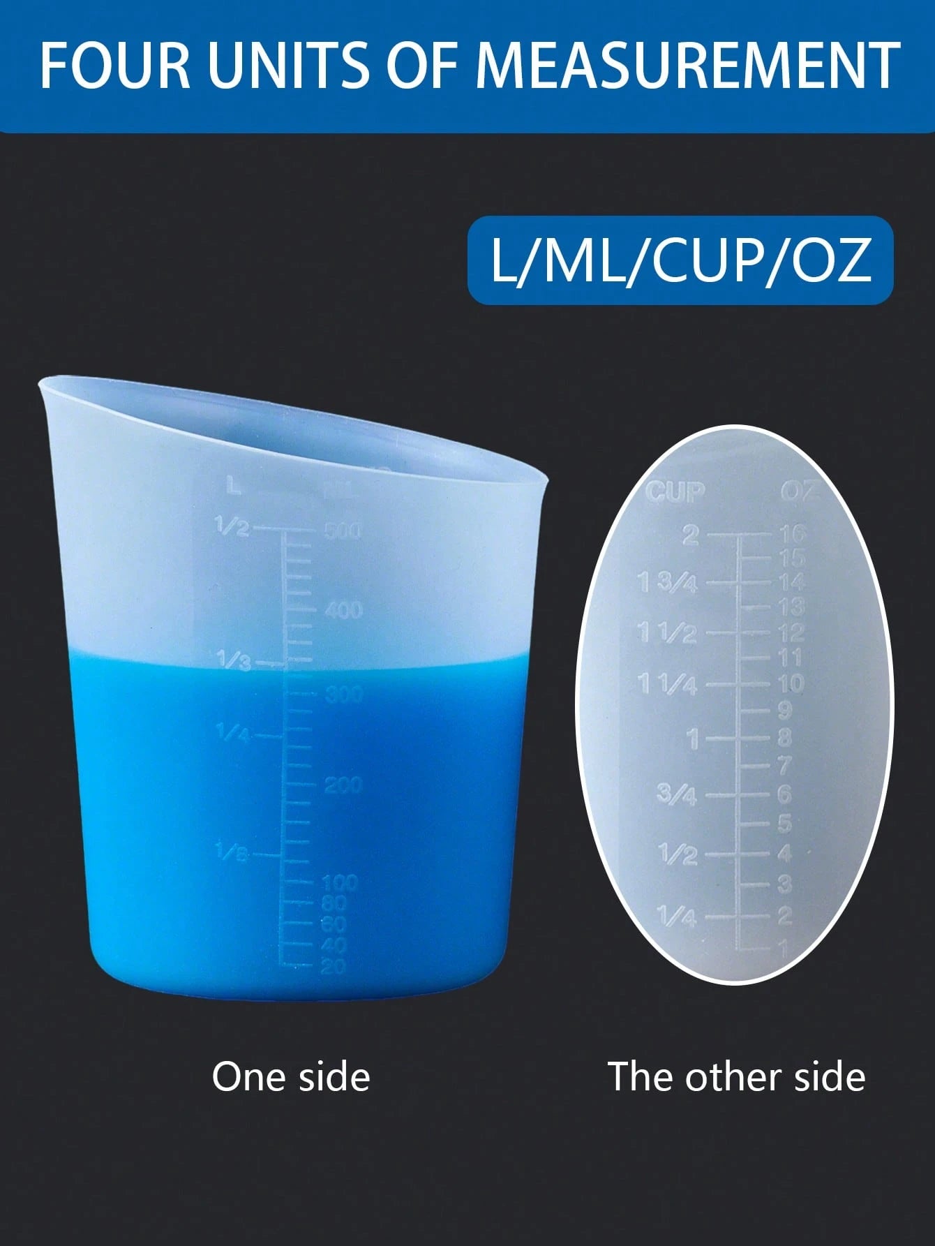Silicone Measuring Cups, Silicone Reusable Mixing Pouring Measure Cups, 250ml/500ml, Melt Stir Squeeze & Pour Measuring Cups Easy Clean For Molds, Jewelry, Candle Making