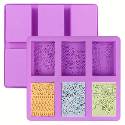 Silicone Soap Molds, 3D Complex Floral Soap Molds, Rectangular Lace Design Soap Molds, Suitable For Handmade Soap, Candle Wax Molds, Soap Bars, Bath Bombs, Reusable As Wedding Gifts