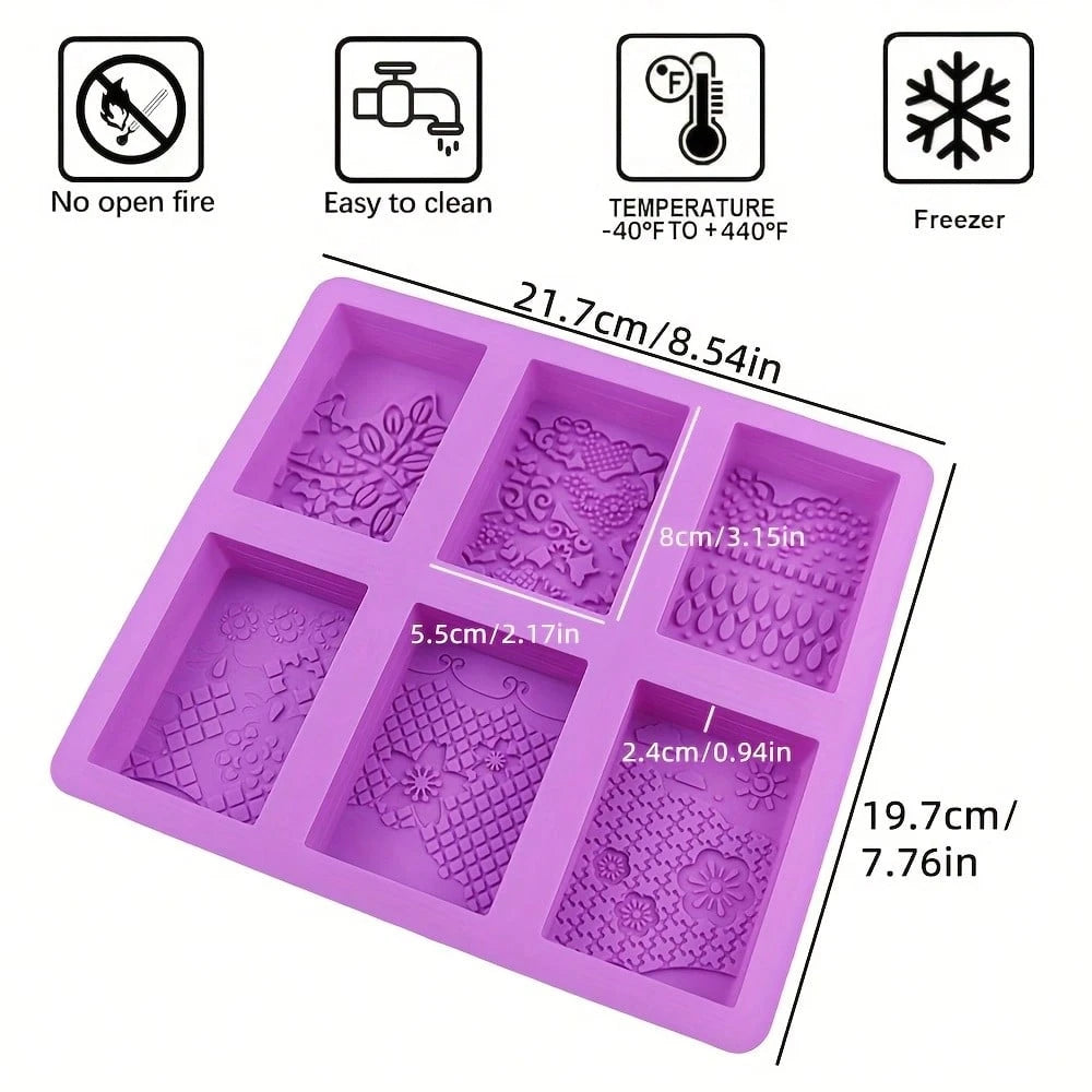 Silicone Soap Molds, 3D Complex Floral Soap Molds, Rectangular Lace Design Soap Molds, Suitable For Handmade Soap, Candle Wax Molds, Soap Bars, Bath Bombs, Reusable As Wedding Gifts