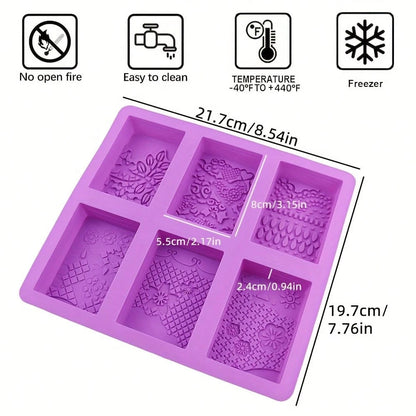 Silicone Soap Molds, 3D Complex Floral Soap Molds, Rectangular Lace Design Soap Molds, Suitable For Handmade Soap, Candle Wax Molds, Soap Bars, Bath Bombs, Reusable As Wedding Gifts