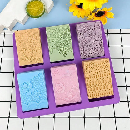 Silicone Soap Molds, 3D Complex Floral Soap Molds, Rectangular Lace Design Soap Molds, Suitable For Handmade Soap, Candle Wax Molds, Soap Bars, Bath Bombs, Reusable As Wedding Gifts