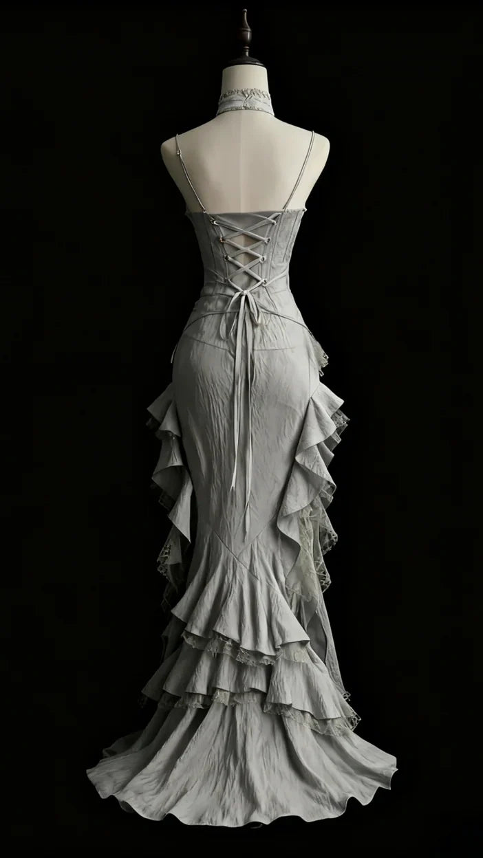 Silver Grey Retro Fashion Elegant Long/Short Lace Homecoming Dress Prom Dress Evening Gown,AST2286