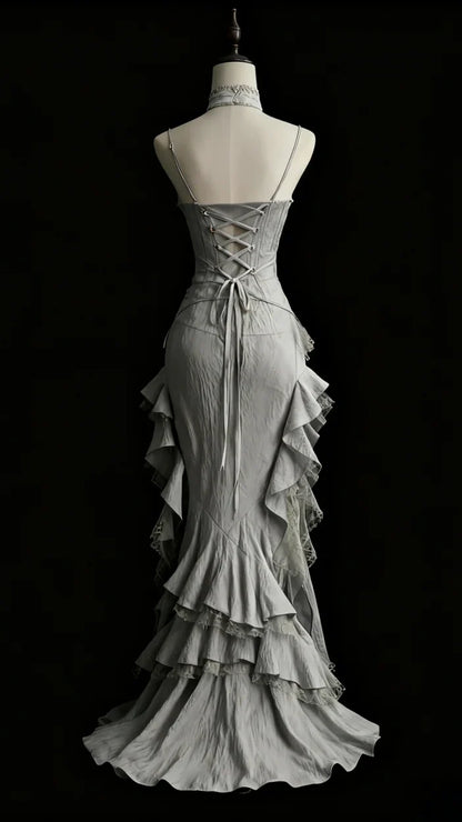 Silver Grey Retro Fashion Elegant Long/Short Lace Homecoming Dress Prom Dress Evening Gown,AST2286