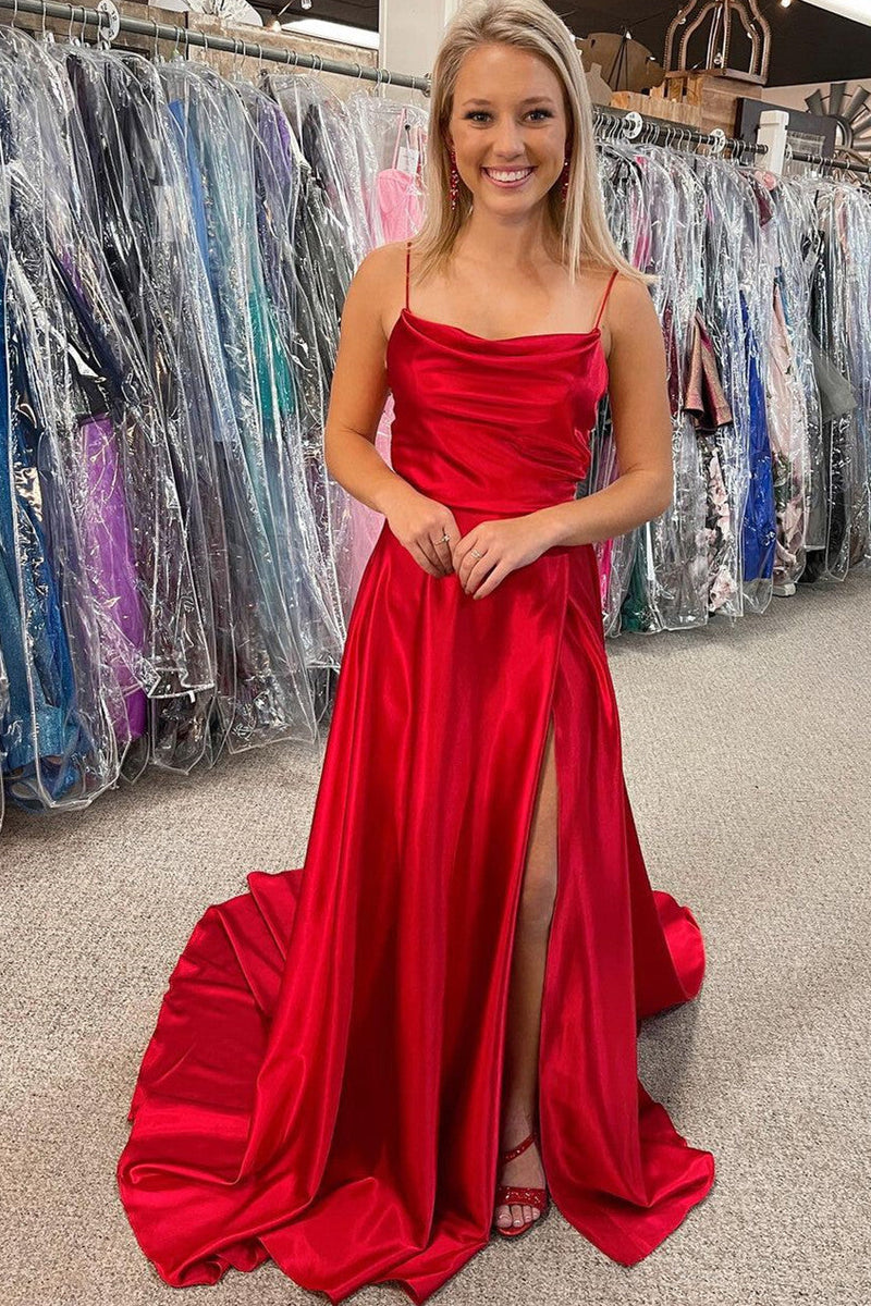 Simple Green A-line Spaghetti Straps Long Prom Dress