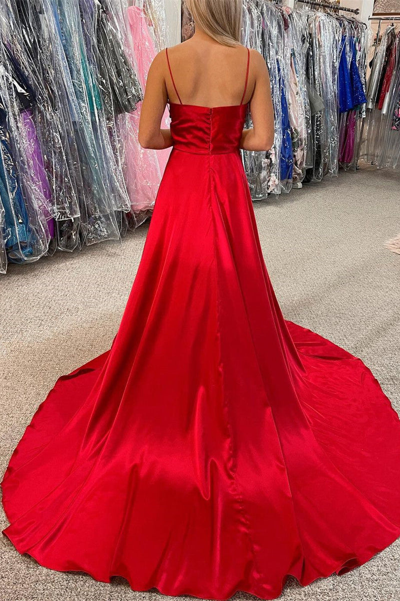 Simple Green A-line Spaghetti Straps Long Prom Dress
