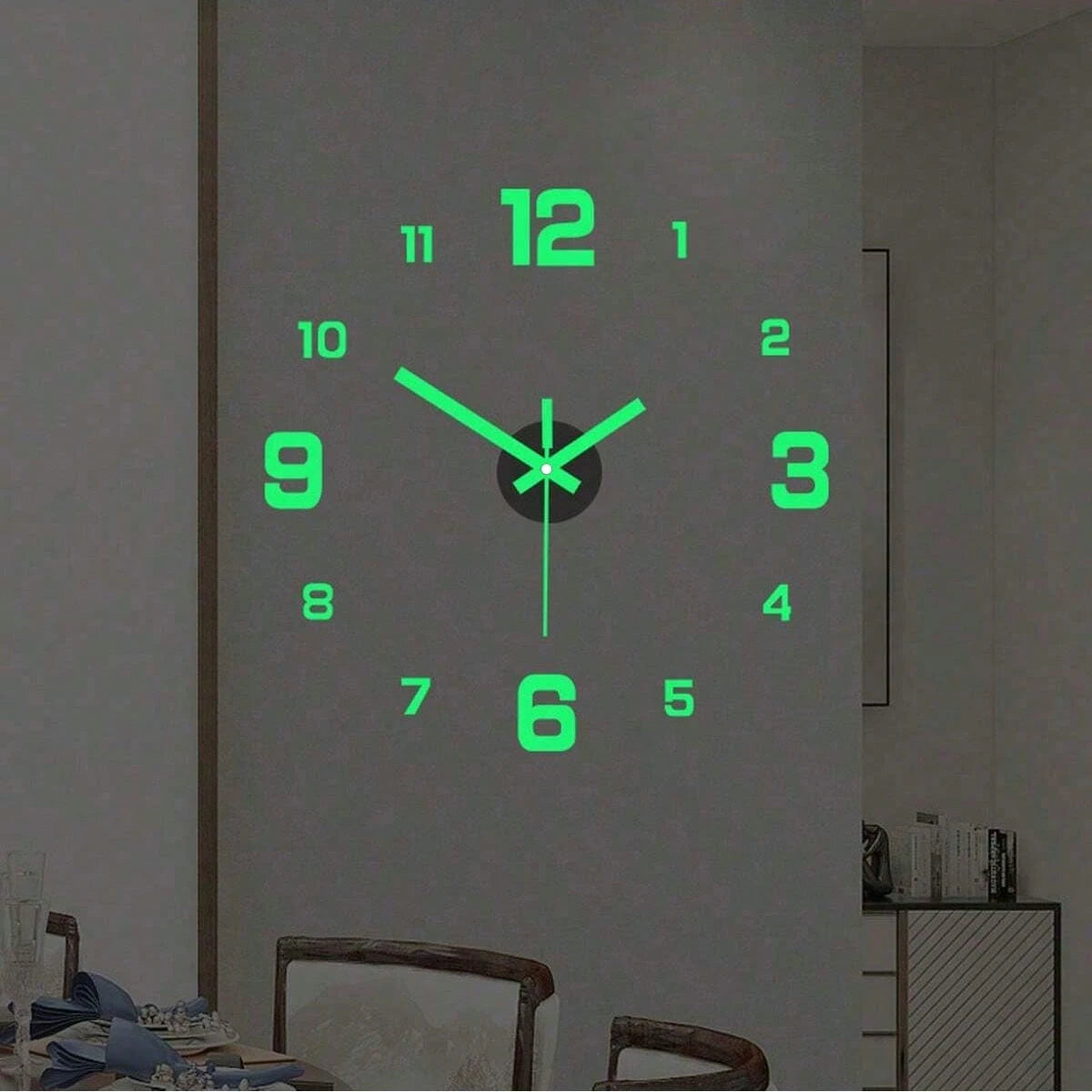 Simple Illuminated Digital Clock, European Style DIY Silent Wall Clock, Suitable For Study Room And Living Room, No Drilling Required, Wall-Mounted Clock