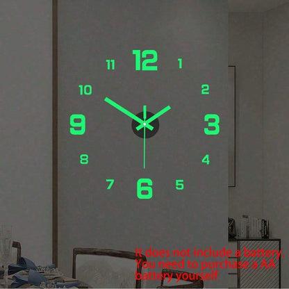 Simple Illuminated Digital Clock, European Style DIY Silent Wall Clock, Suitable For Study Room And Living Room, No Drilling Required, Wall-Mounted Clock