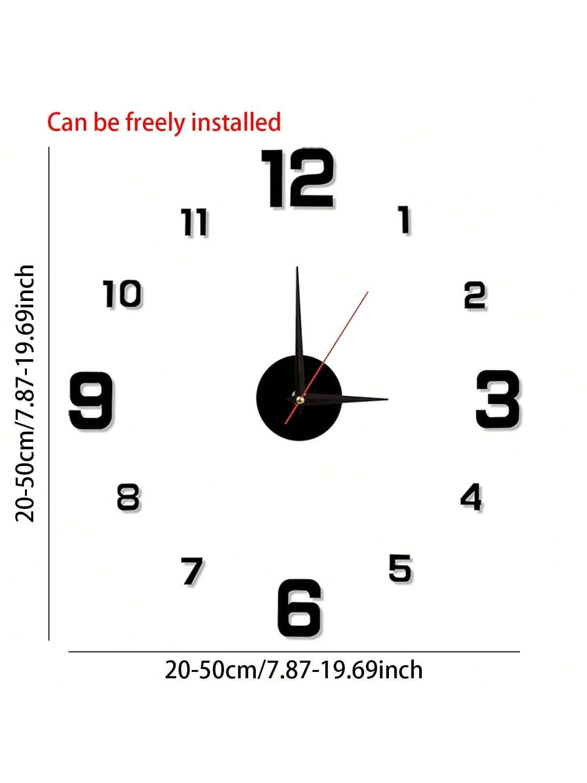 Simple Illuminated Digital Clock, European Style DIY Silent Wall Clock, Suitable For Study Room And Living Room, No Drilling Required, Wall-Mounted Clock