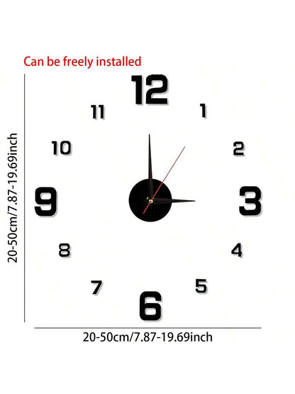 Simple Illuminated Digital Clock, European Style DIY Silent Wall Clock, Suitable For Study Room And Living Room, No Drilling Required, Wall-Mounted Clock