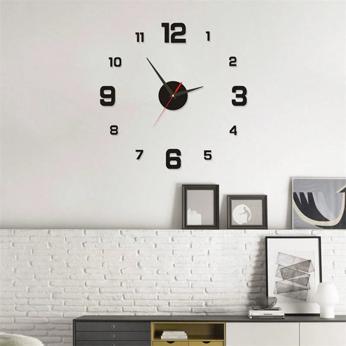 Simple Illuminated Digital Clock, European Style DIY Silent Wall Clock, Suitable For Study Room And Living Room, No Drilling Required, Wall-Mounted Clock