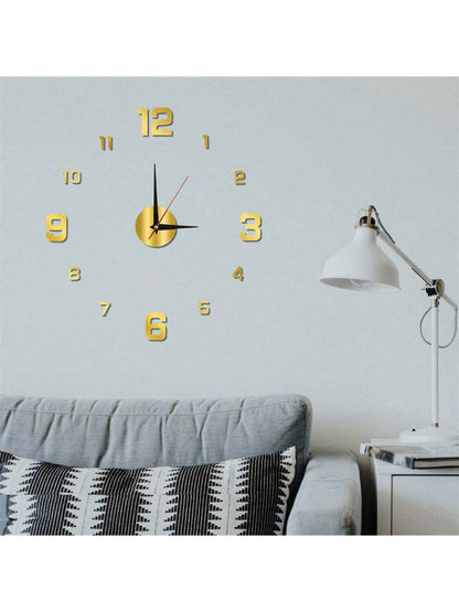 Simple Illuminated Digital Clock, European Style DIY Silent Wall Clock, Suitable For Study Room And Living Room, No Drilling Required, Wall-Mounted Clock