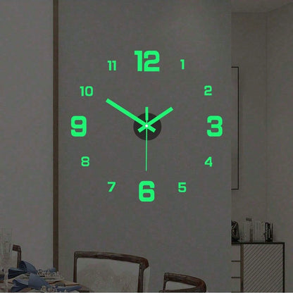 Simple Illuminated Digital Clock, European Style DIY Silent Wall Clock, Suitable For Study Room And Living Room, No Drilling Required, Wall-Mounted Clock