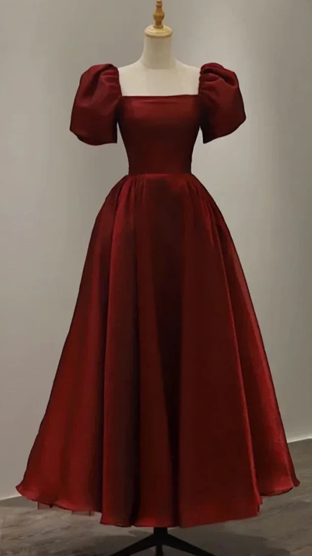 Simple Prom Dresses Burgundy A-Line Party Dress,AST2294