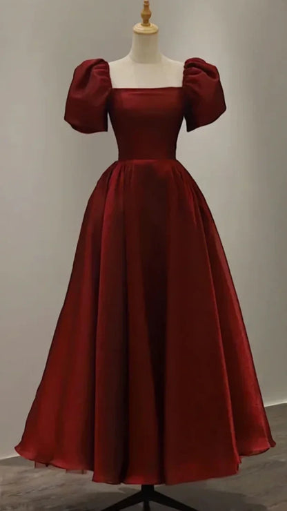 Simple Prom Dresses Burgundy A-Line Party Dress,AST2294