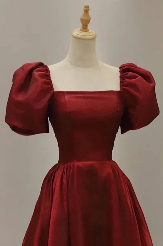 Simple Prom Dresses Burgundy A-Line Party Dress,AST2294