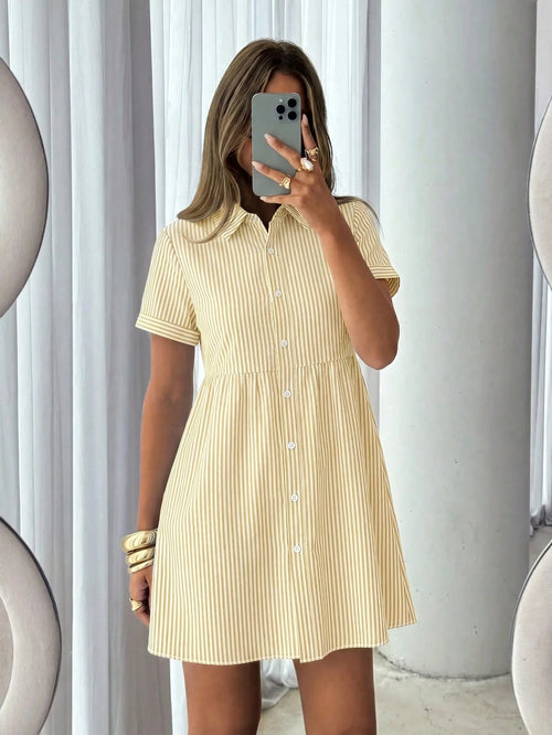 Siren Gaze Women's White Pleated Casual Daily Wear Dress Vacation Summer