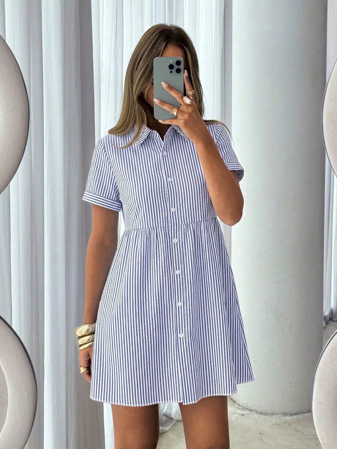 Siren Gaze Women's White Pleated Casual Daily Wear Dress Vacation Summer