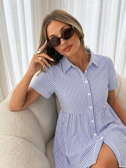 Siren Gaze Women's White Pleated Casual Daily Wear Dress Vacation Summer
